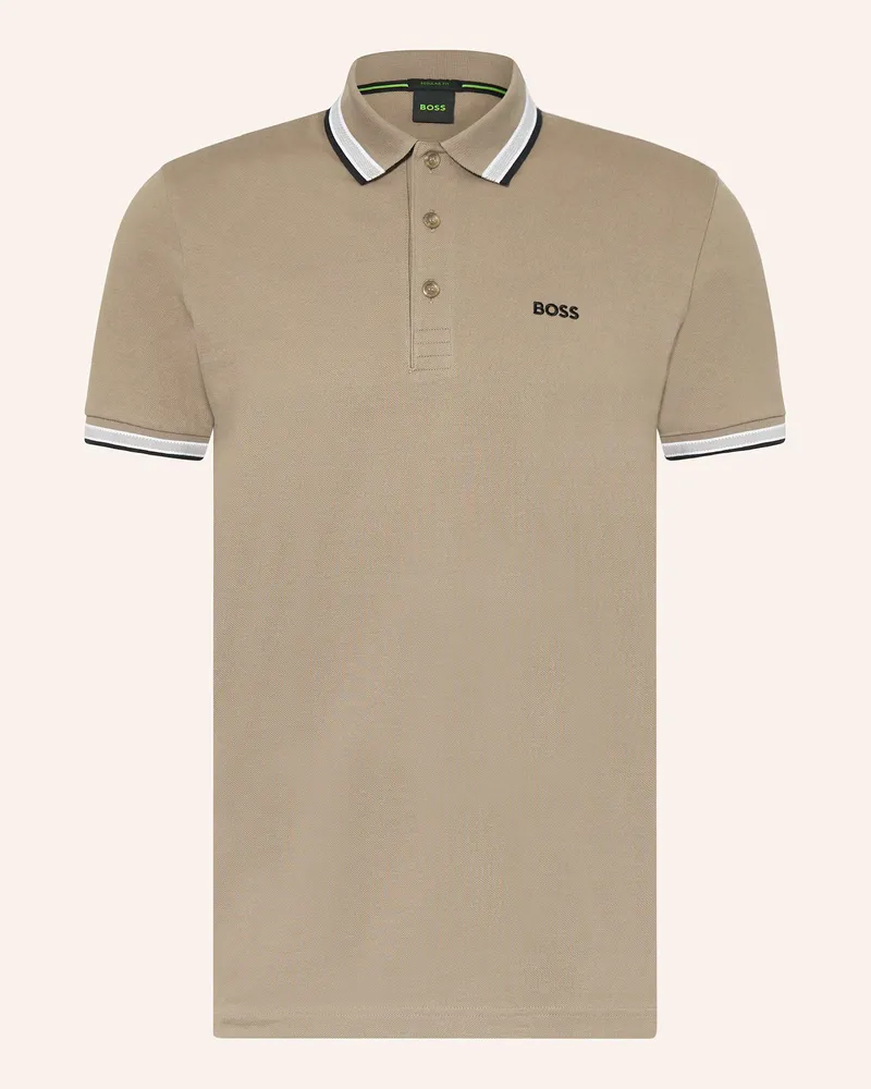 HUGO BOSS Piqué-Poloshirt PADDY CURVED Regular Fit Taupe