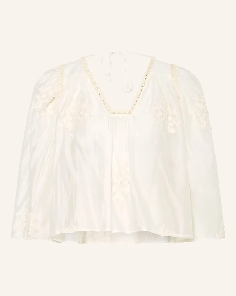 Drykorn Blusenshirt ISMARA mit Spitzendetails Ecru