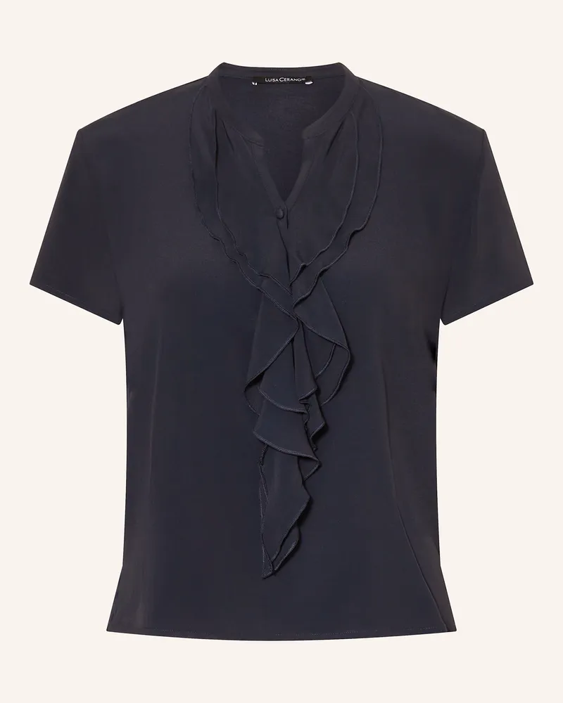 Luisa Cerano Blusenshirt Im Materialmix Mit Seide blau Dunkelblau
