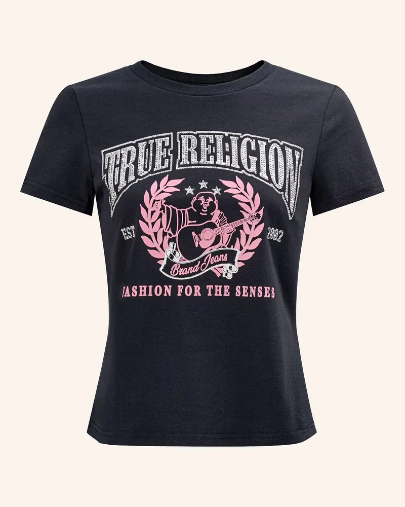 True Religion T-Shirt Crystal Buddha schwarz Schwarz