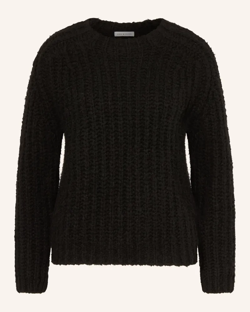 Mrs & HUGS Pullover Mit Merinowolle schwarz Schwarz