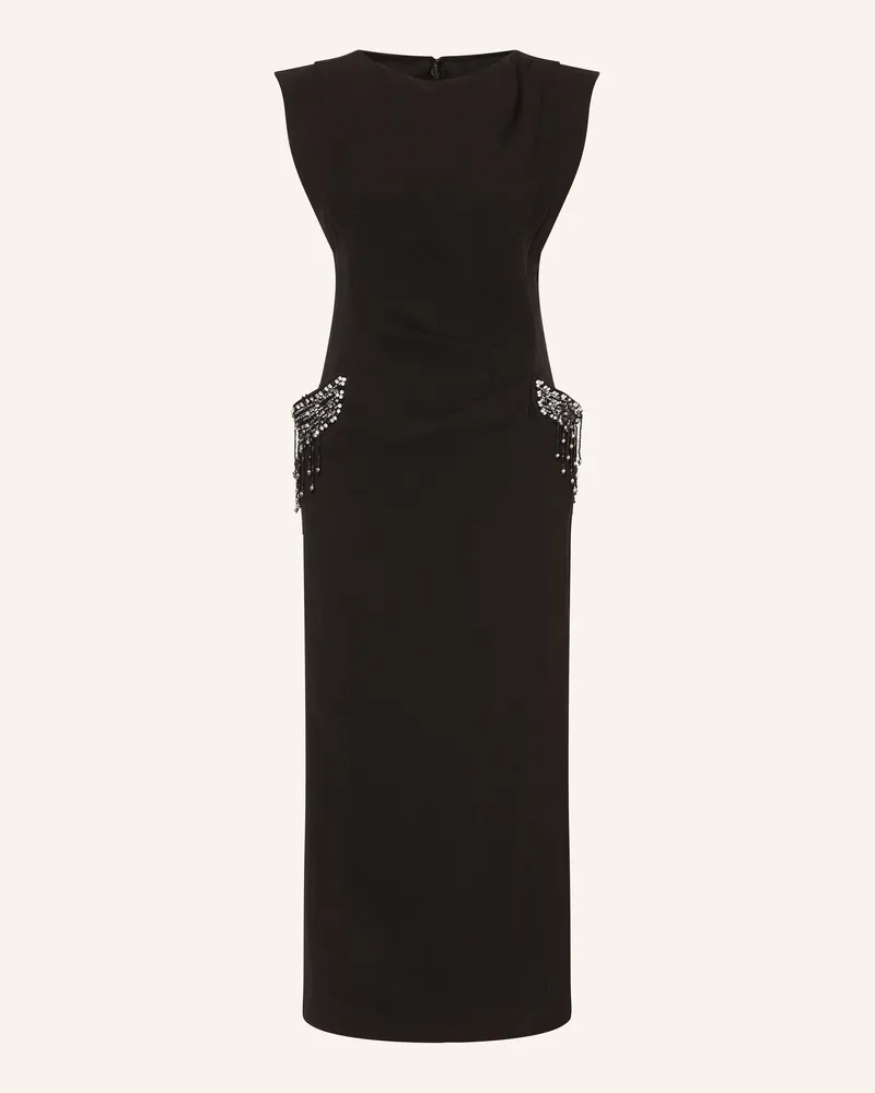 Pinko Etuikleid mit Schmucksteinen und Pailletten Schwarz