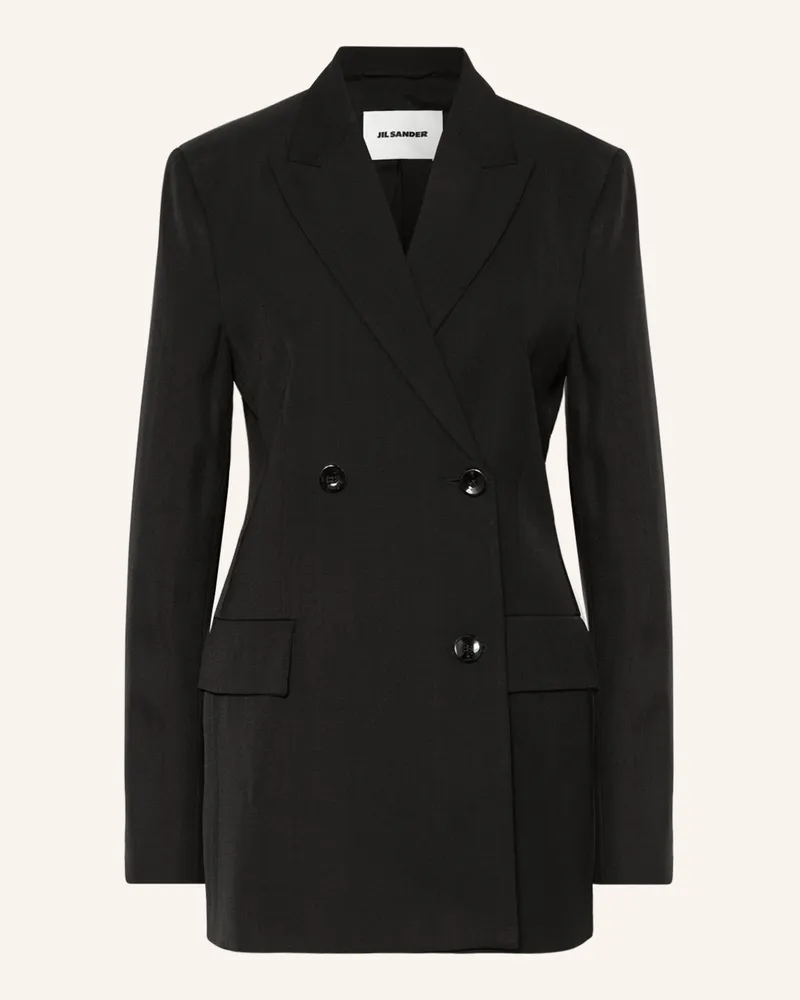Jil Sander Longblazer Mit Seide schwarz Schwarz