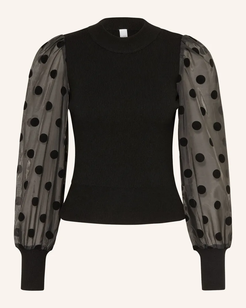 Y.A.S Pullover Im Materialmix schwarz Schwarz