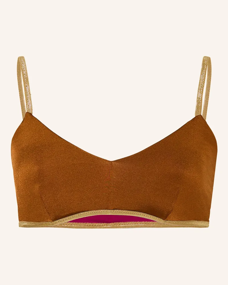 MYMARINI Bralette-Bikini-Top CLASSIC SHINE zum Wenden mit UV-Schutz 50 Braun