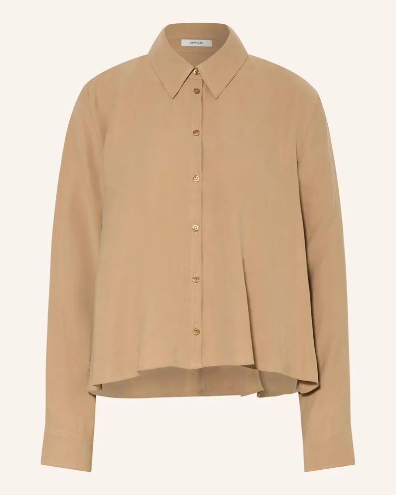OPUS Hemdbluse Flowy beige Hellbraun