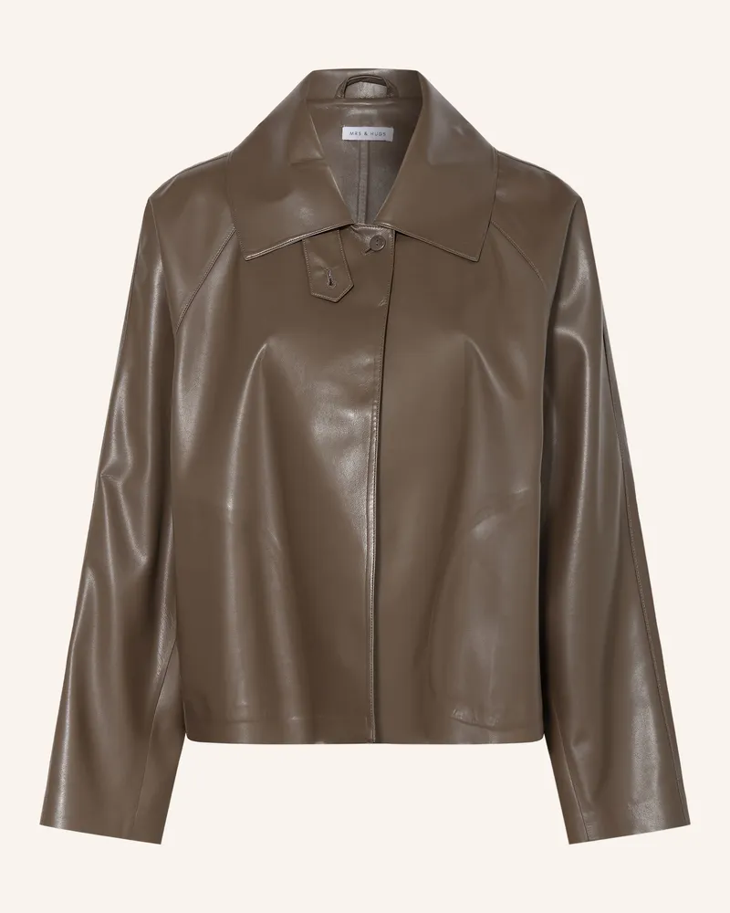 Mrs & HUGS Jacke In Lederoptik braun Dunkelbraun