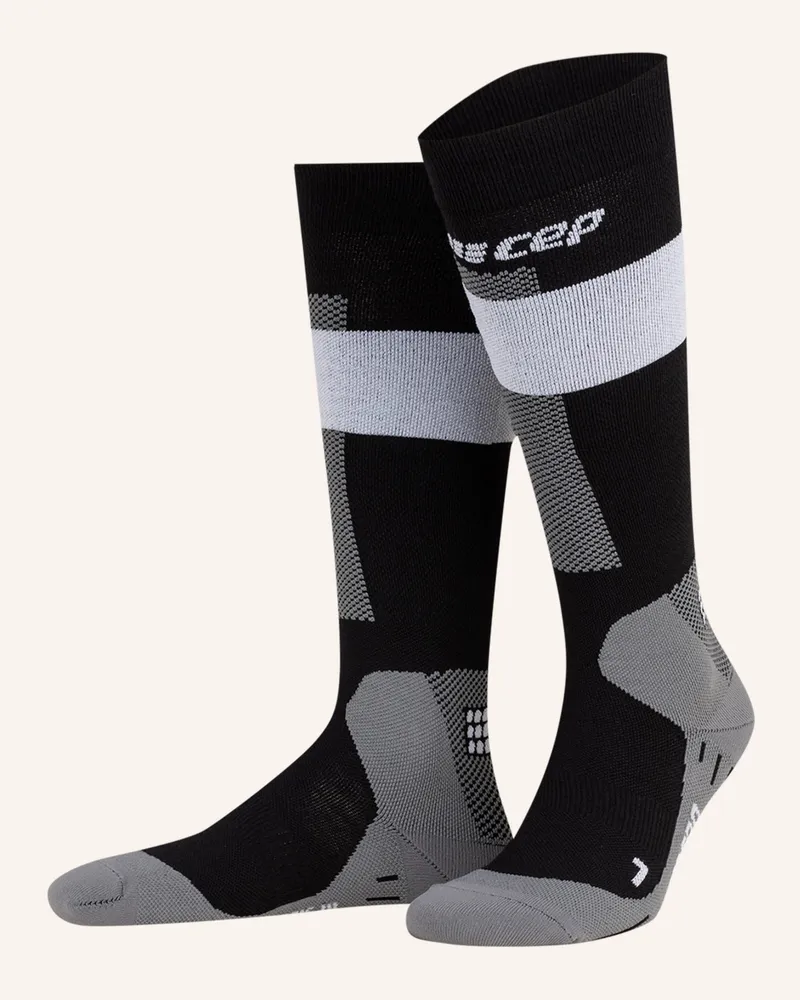 CEP Skisocken MERINO COMPRESSION - TALL mit Merinowolle Grau