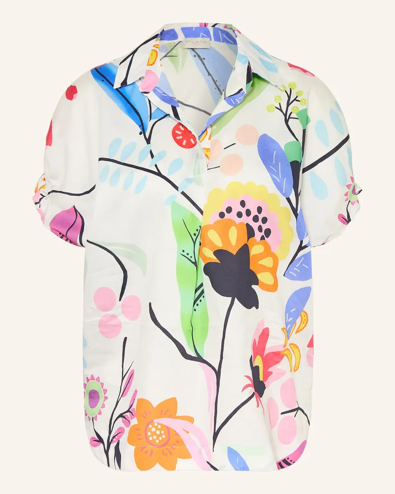 Milano Italy Blusenshirt Mit Rüschen weiss Weiss