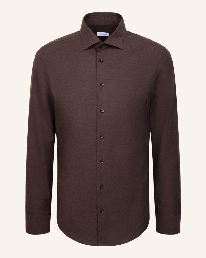 Seidensticker Flanellhemd Slim Fit Braun