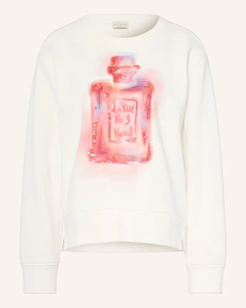 Milano Italy Sweatshirt Mit Pailletten weiss Weiss