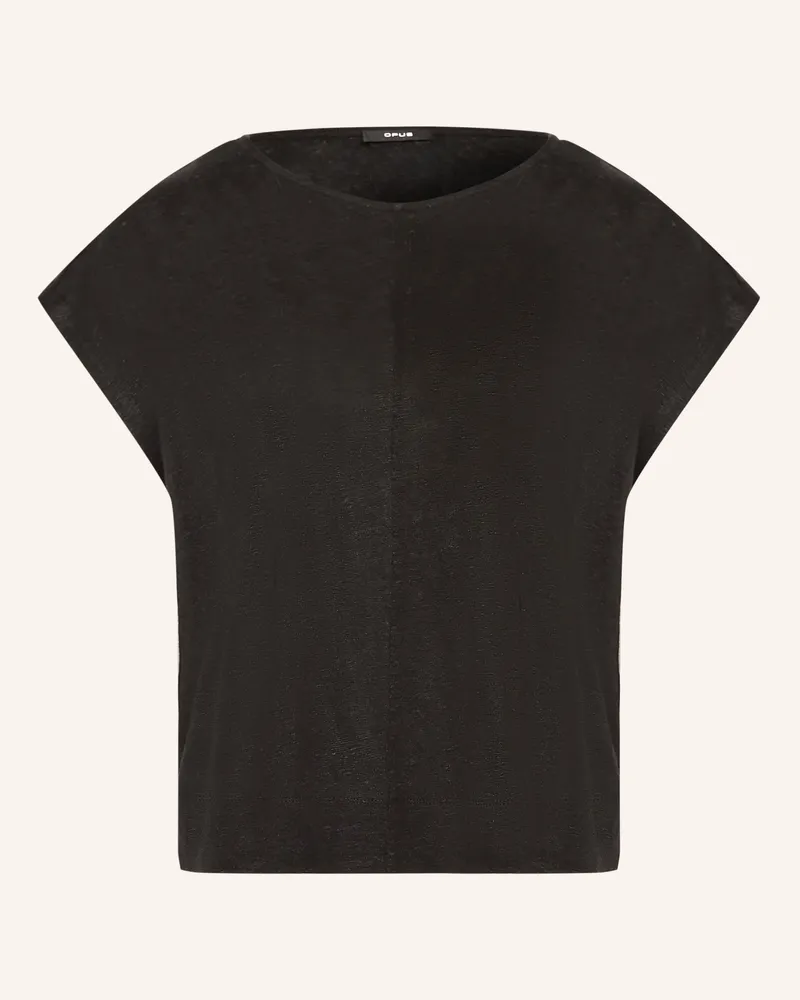 OPUS T-Shirt Sutol Aus Leinen schwarz Schwarz