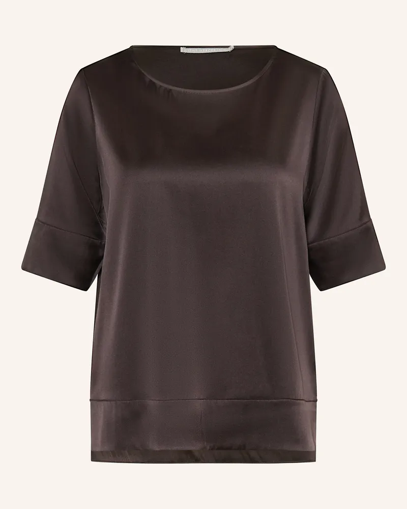 (THE MERCER) N.Y. Blusenshirt aus Seide mit 3/4-Arm Dunkelbraun