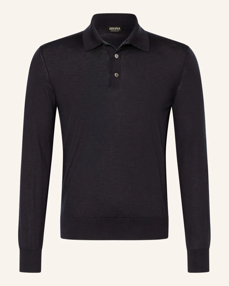 Ermenegildo Zegna Strick-Poloshirt Mit Seide blau Dunkelblau