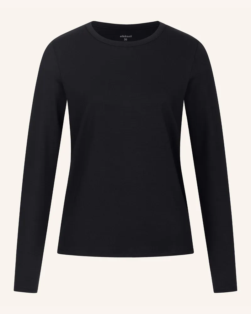 Ehrlich Textil Light Touch Lockeres Langarmshirt Aus Lyocell - Seidig Weich schwarz Schwarz