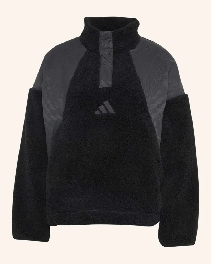 adidas Terrex Xploric Climawarm Pullover, Flauschiges Material, Druckknopfkragen schwarz Schwarz