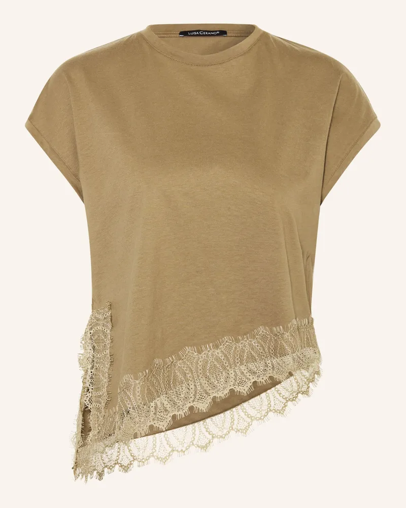 Luisa Cerano T-Shirt Mit Spitze gruen Oliv