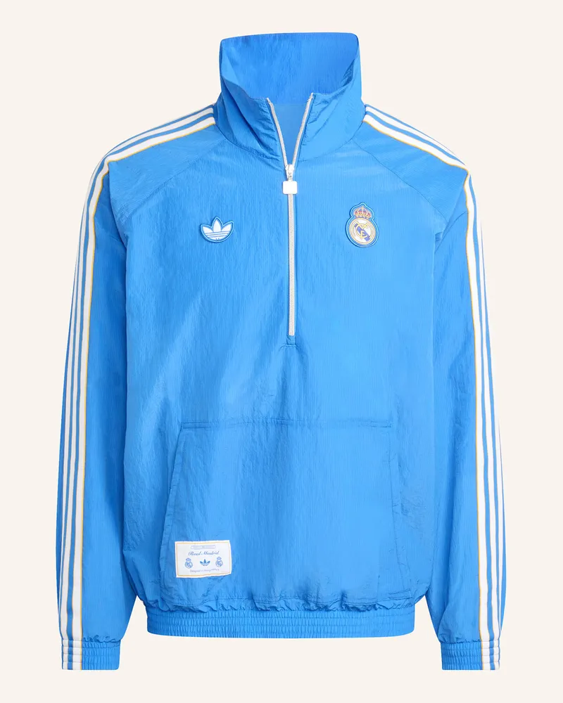 adidas REAL MADRID TERRACE ICONS HALF-ZIP JACKE Blau