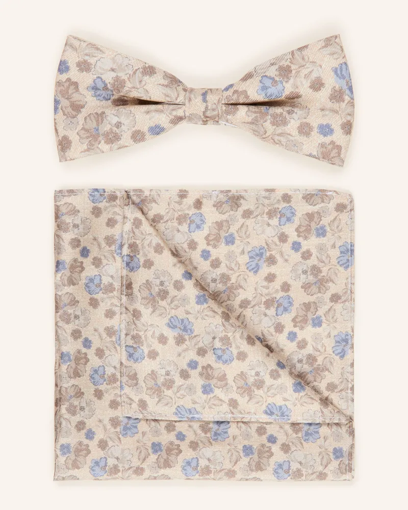 CG Set: Fliege und Einstecktuch Beige