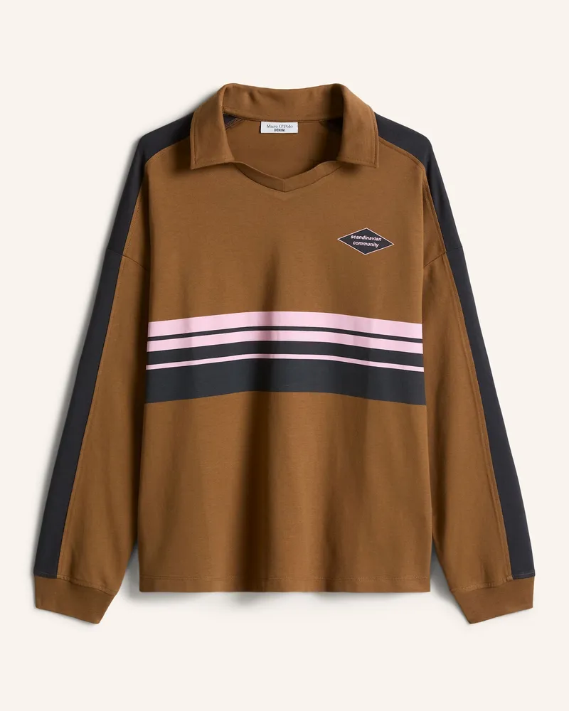 Marc O'Polo Langarm-Poloshirt braun Braun