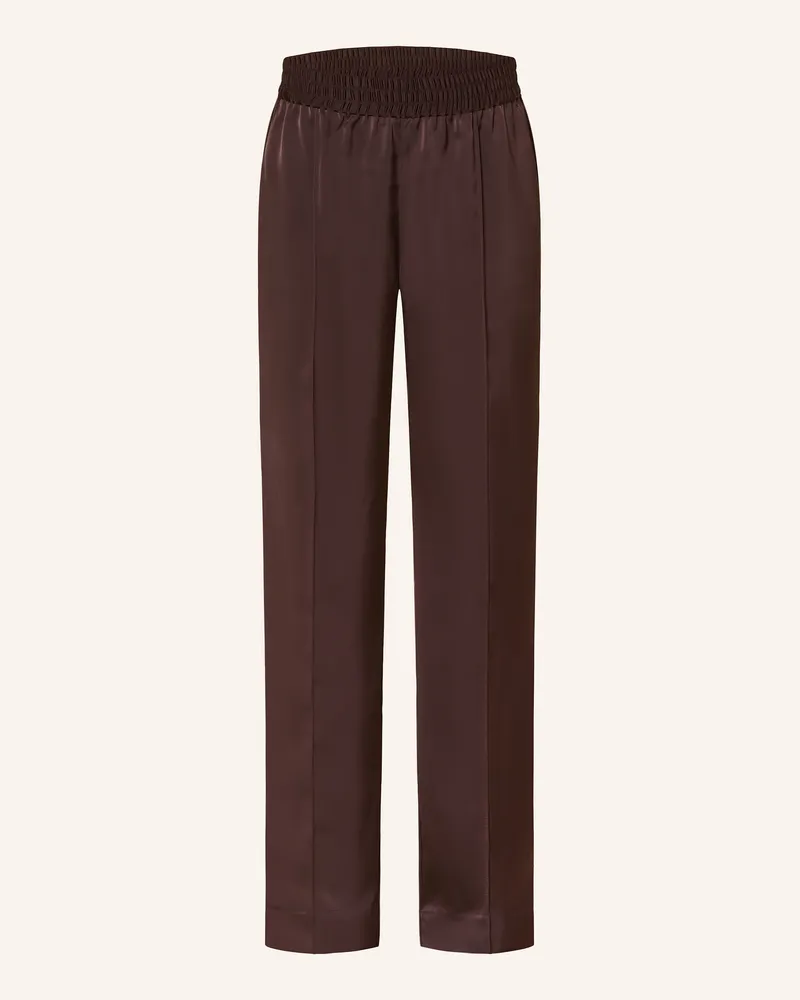 MAX&Co. Marlenehose GOLFO aus Satin Dunkelbraun