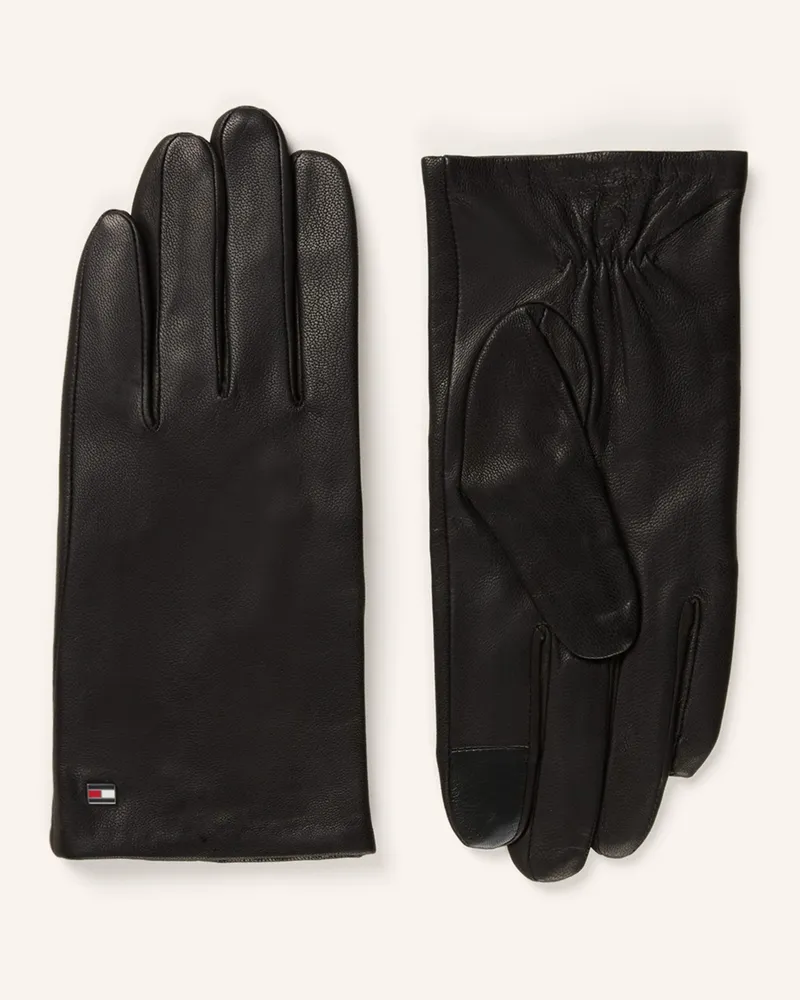 Tommy Hilfiger Lederhandschuhe mit Touchscreen-Funktion Schwarz