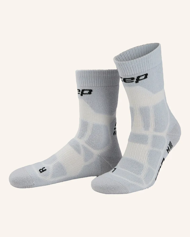 CEP Trekking-Socken Hiking Max Cushion Compression Mid Cut Mit Merinowolle grau Hellgrau
