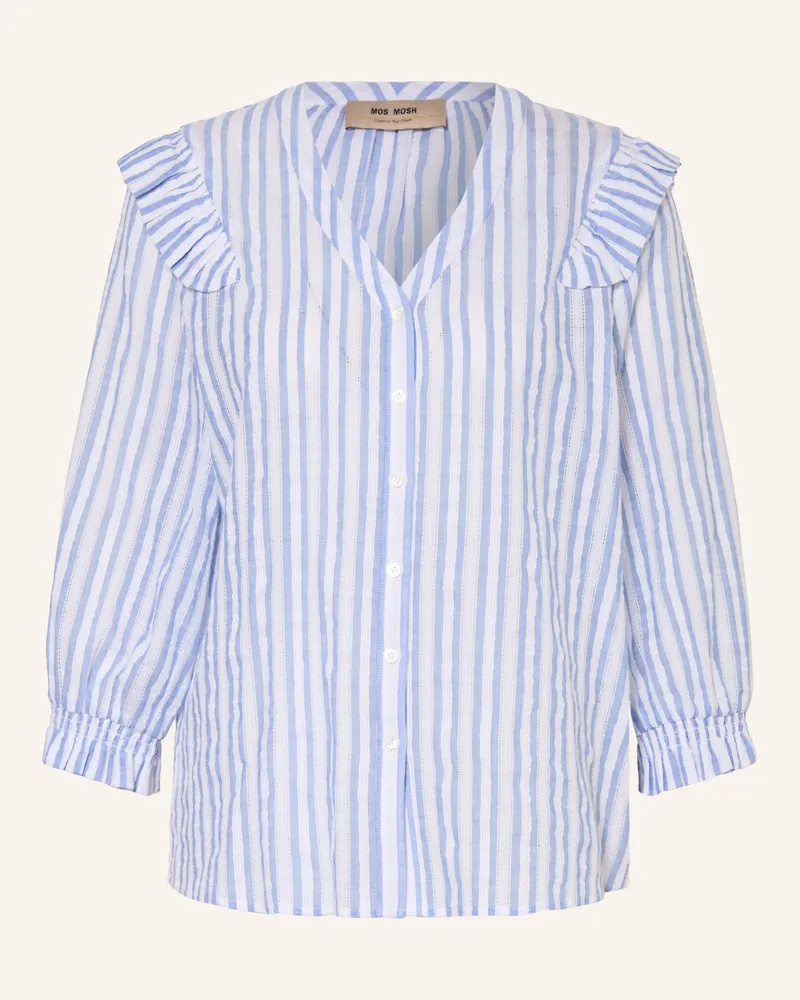 Mos Mosh Bluse MMDEBBY mit 3/4-Arm und Volants Hellblau