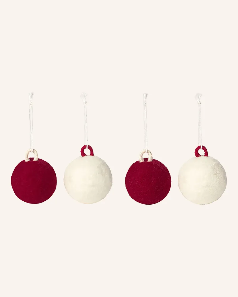 LORENA CANALS 4er-Set Weihnachtskugeln weiss Creme