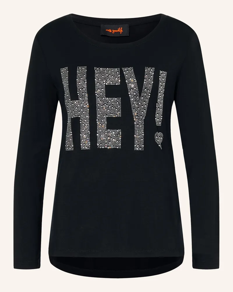 Miss Goodlife Longsleeve Mit Schmucksteinen schwarz Schwarz