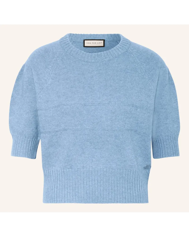 SEM PER LEI Strickshirt mit Cashmere Blau