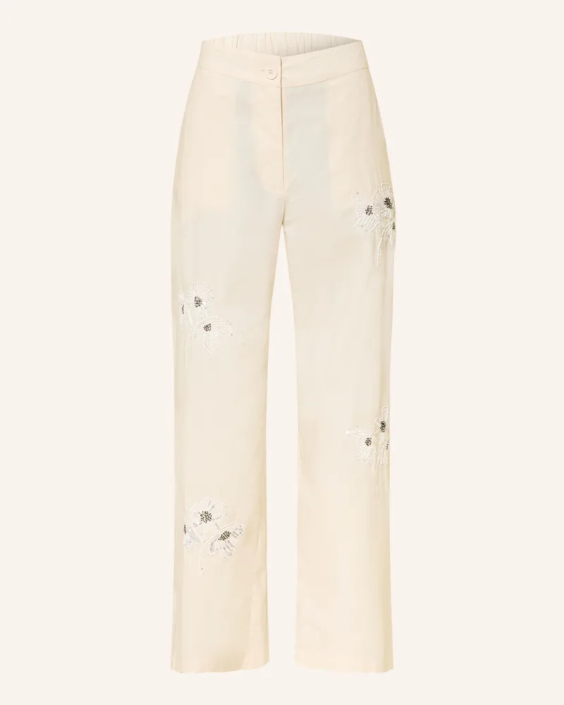 ottod’Ame Marlenehose Mit Pailletten Und Schmuckperlen beige Creme