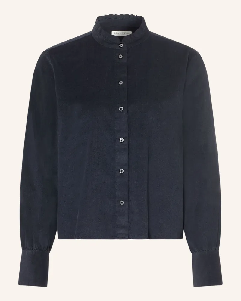 Marc O'Polo Cordbluse Mit Rüschen blau Dunkelblau
