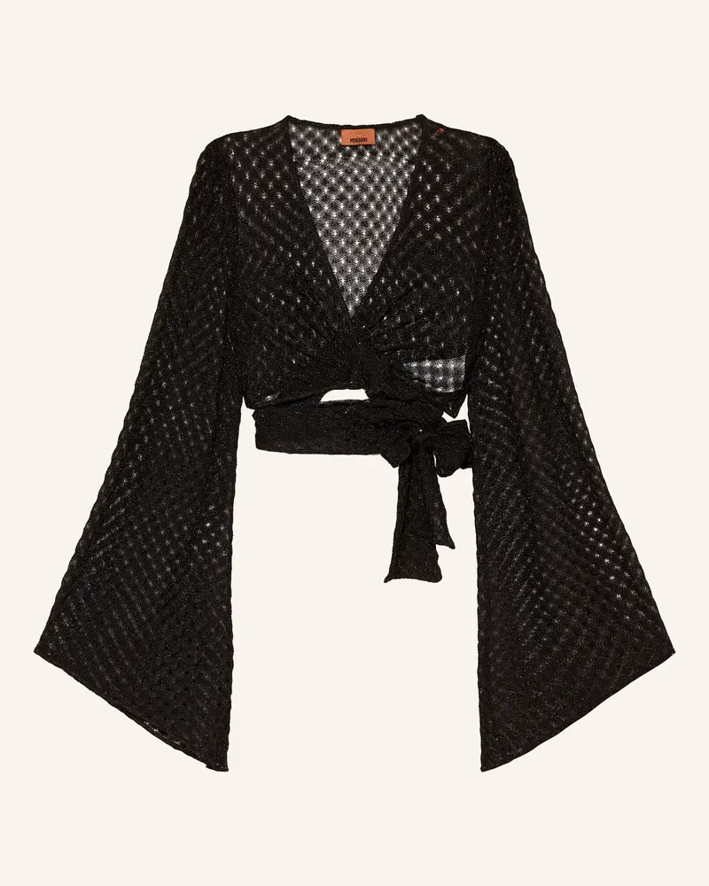 Missoni Cropped-Wickelbluse Mit Glitzergarn schwarz Schwarz
