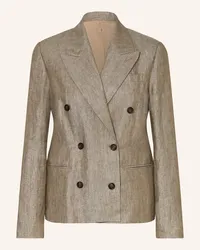 Brunello Cucinelli Leinenblazer mit Glitzergarn Braun