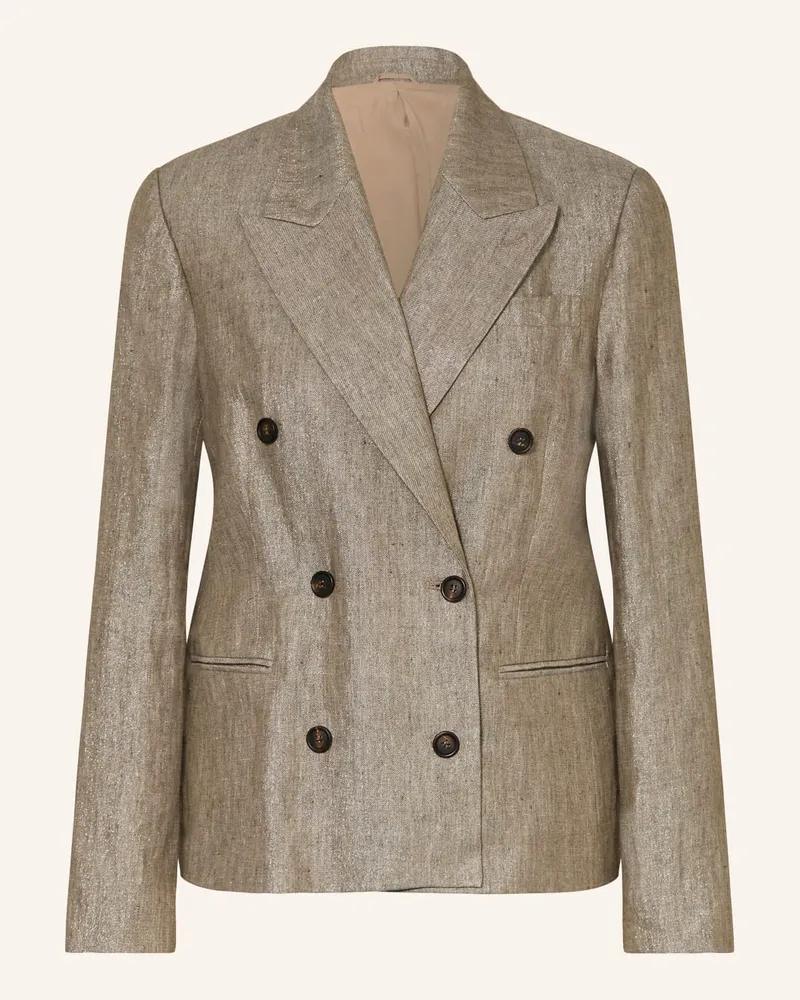 Brunello Cucinelli Leinenblazer mit Glitzergarn Braun