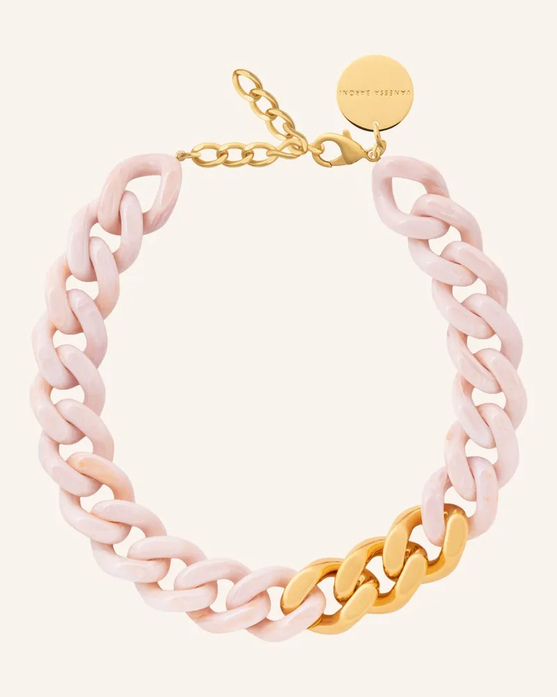 Vanessa Baroni Halsketten Flat Chain Gold Ivory Rose Marble By Glambou gold Gold
