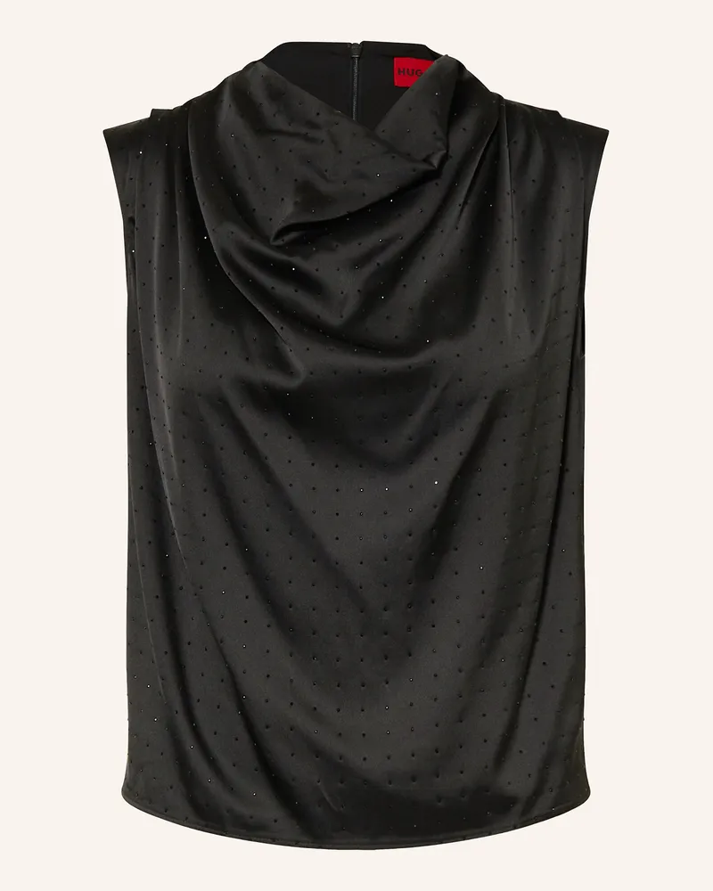 HUGO BOSS Satintop CASMINI mit Schmucksteinen Schwarz