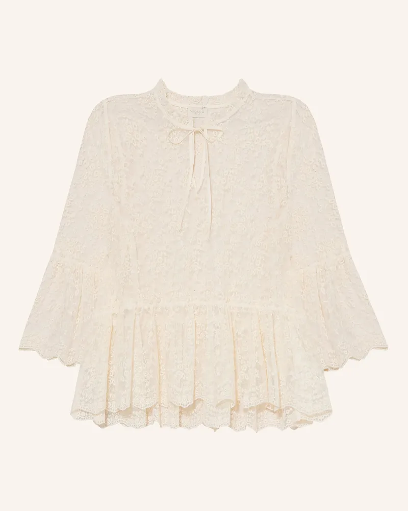 Milano Italy Blusenshirt Aus Spitze Mit 3/4-Arm weiss Creme