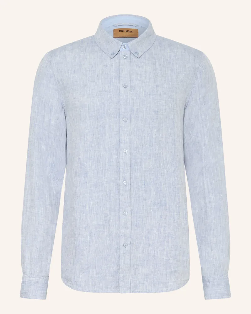 Mos Mosh Leinenhemd Mmgtheo Regular Fit blau Hellblau