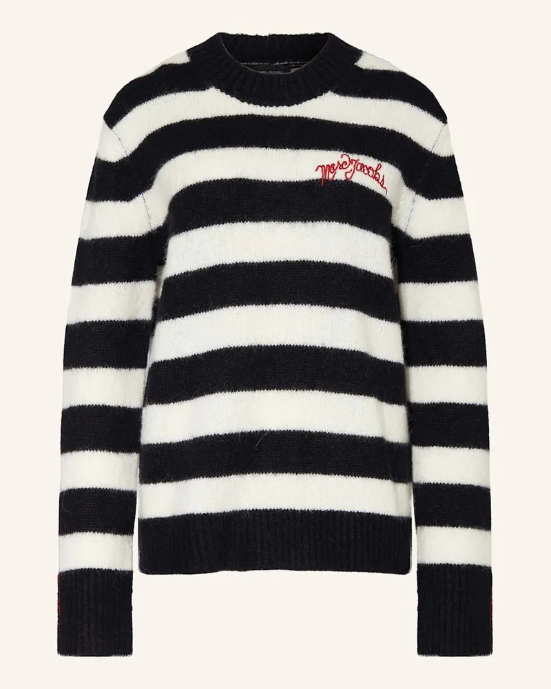 Marc Jacobs Pullover THE STRIPED BRUSHED LOGO SWEATER mit Schwarz