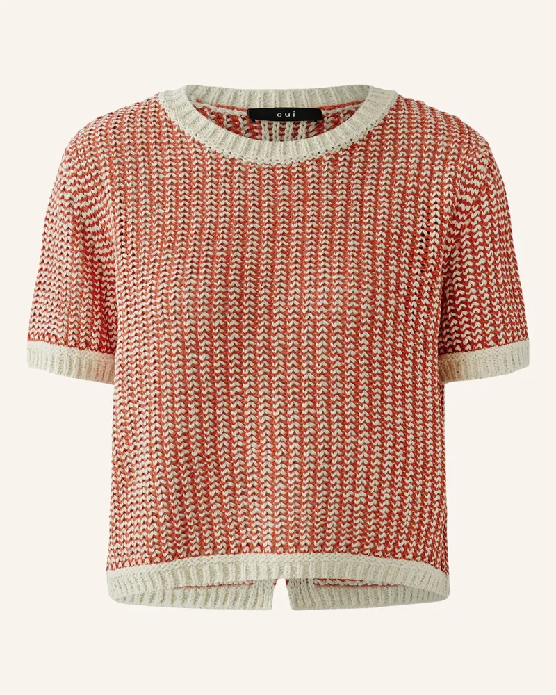 Oui  Strickshirt weiss Dunkelorange
