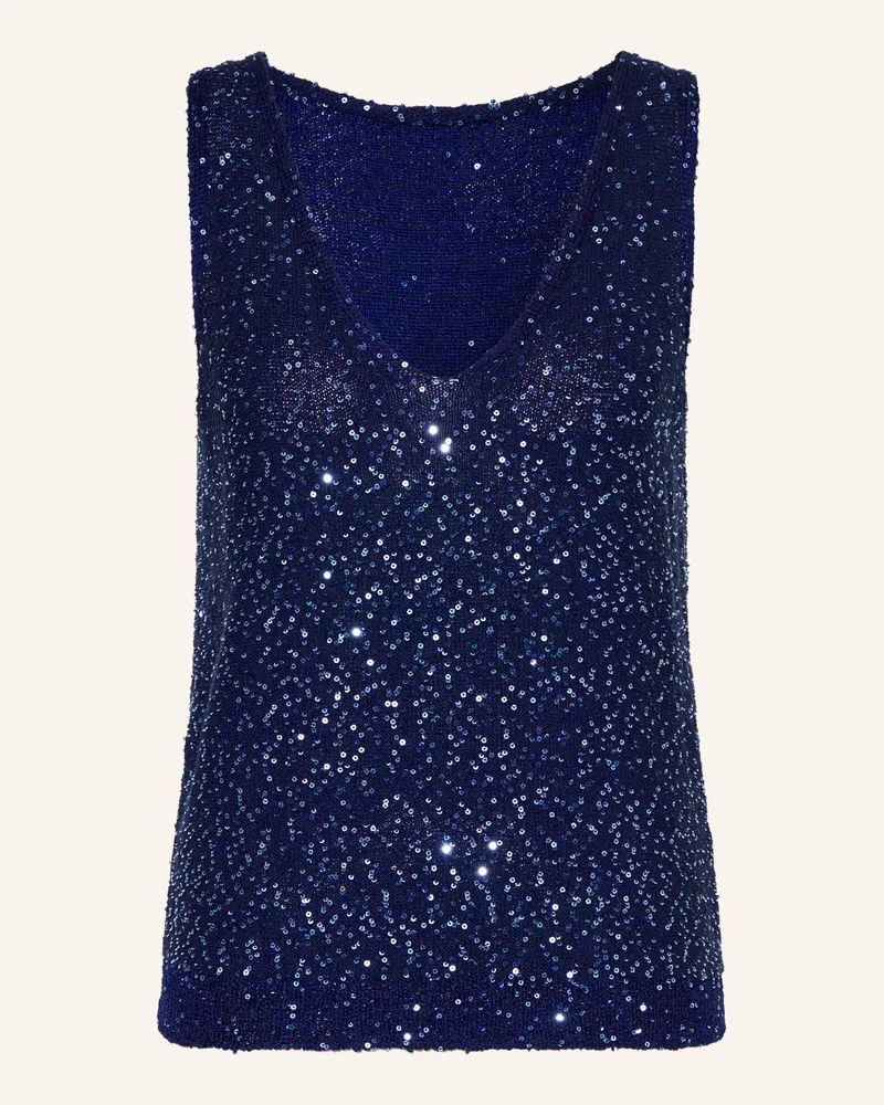 Max Mara Stricktop Milord Mit Pailletten blau Dunkelblau