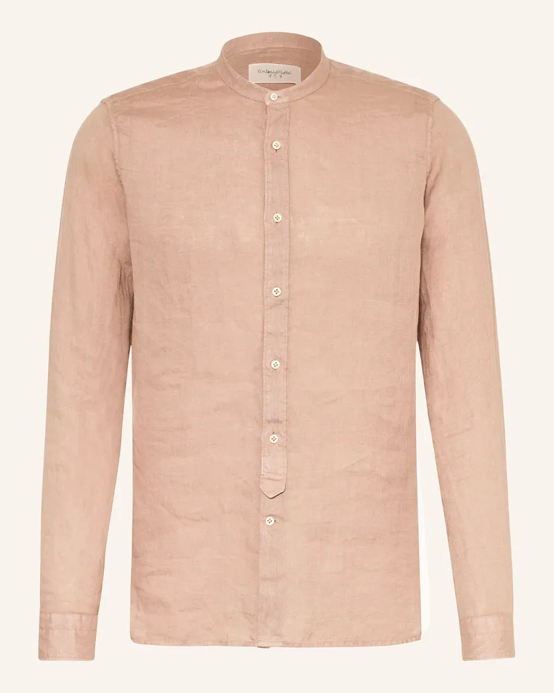 Tintoria Mattei Leinenhemd Slim Fit Mit Stehkragen rosa Altrosa