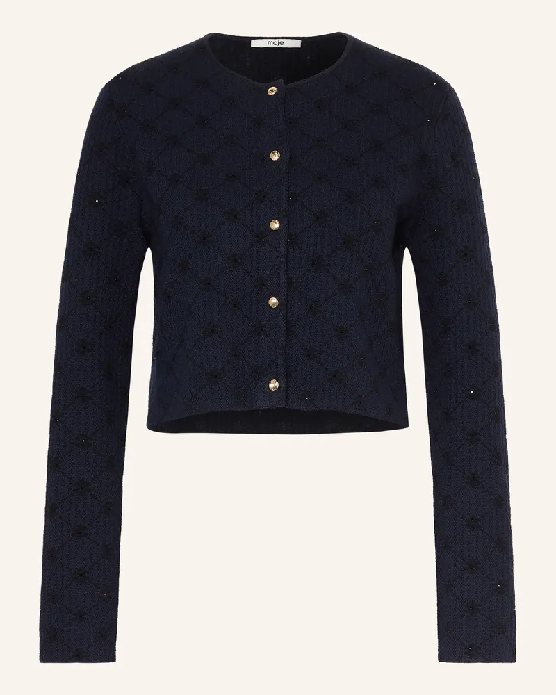 Maje Strickjacke Mit Schmucksteinen blau Dunkelblau