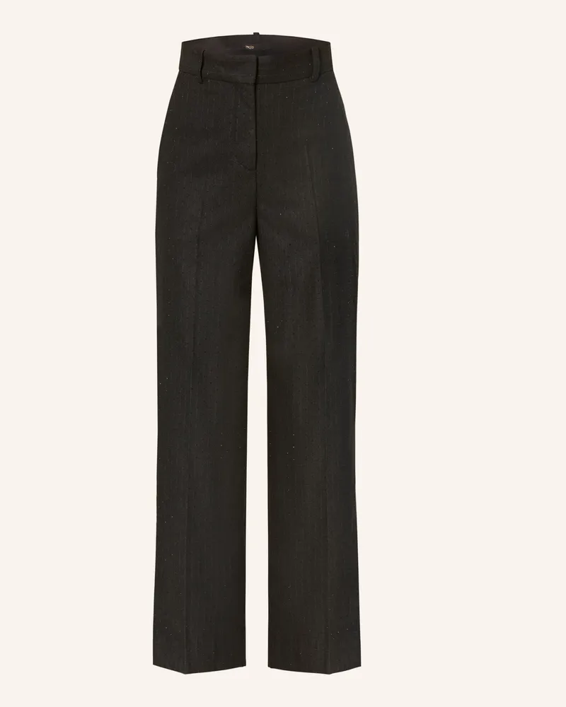 Maje Marlenehose mit Schmucksteinen Schwarz