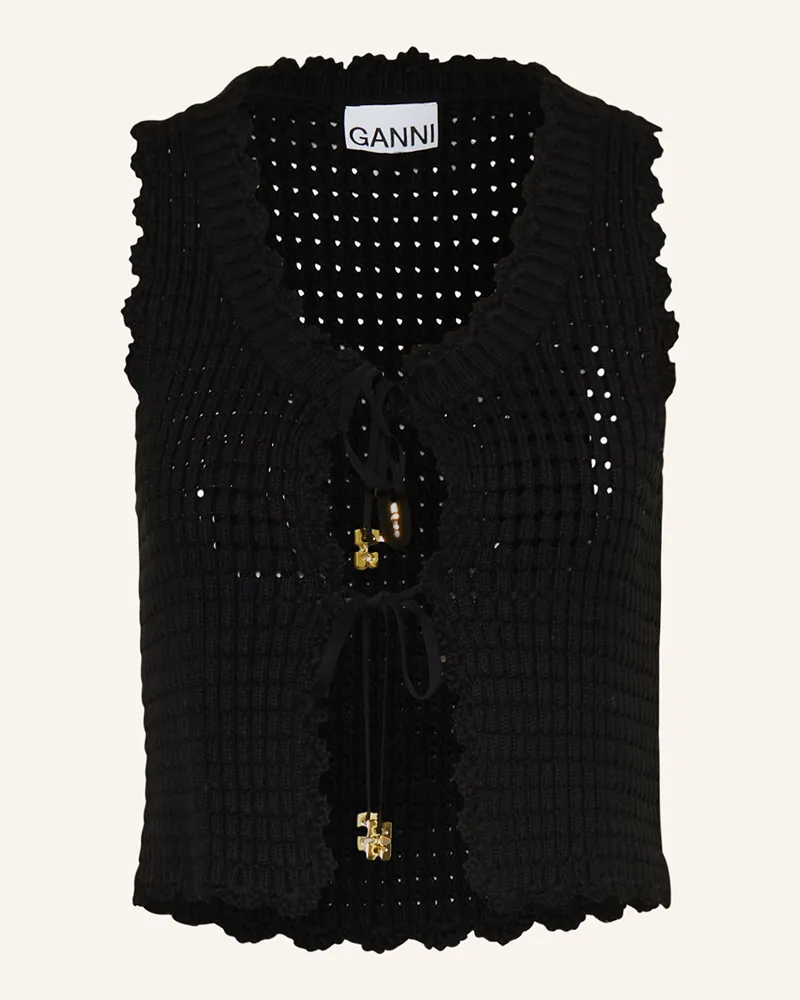 Ganni Stricktop schwarz Schwarz