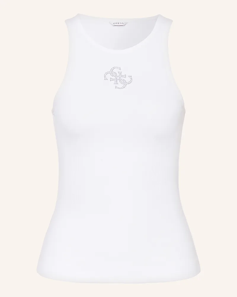 Guess Top GUENDALINA mit Schmucksteinen Weiss