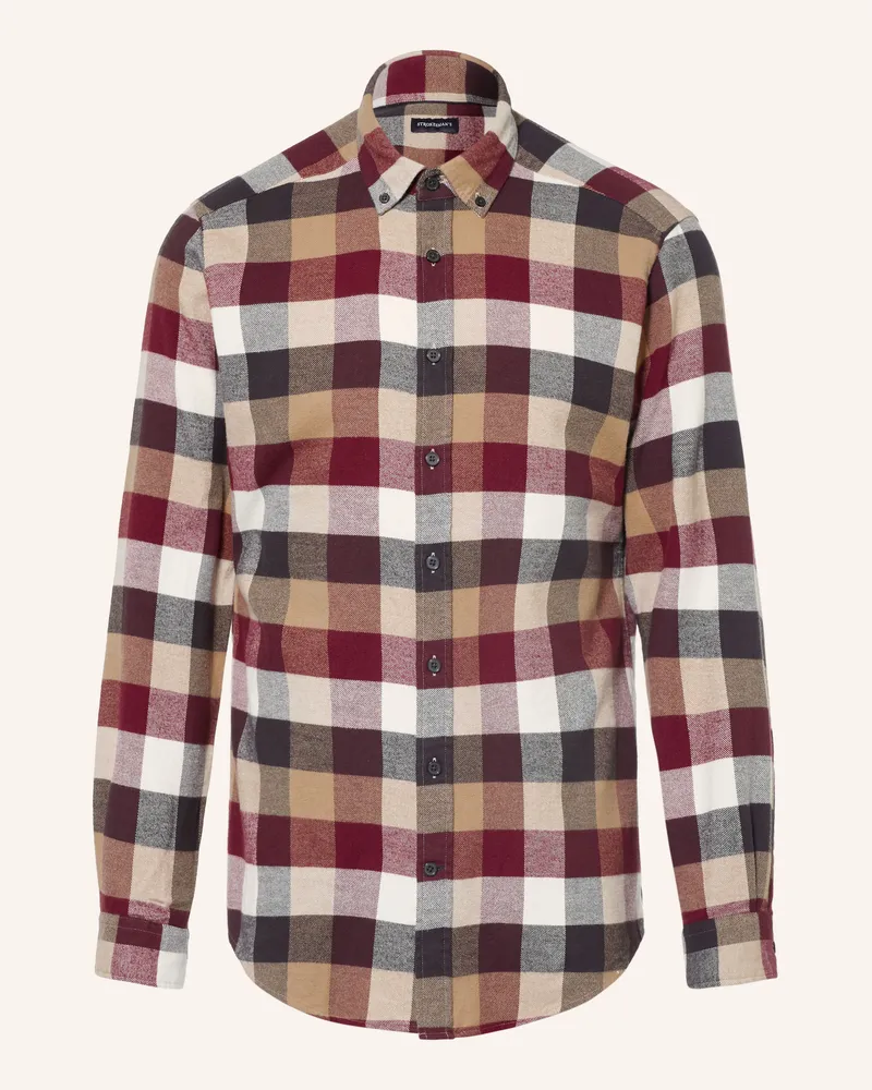 Strokesman's Flanellhemd Slim Fit braun Dunkelrot