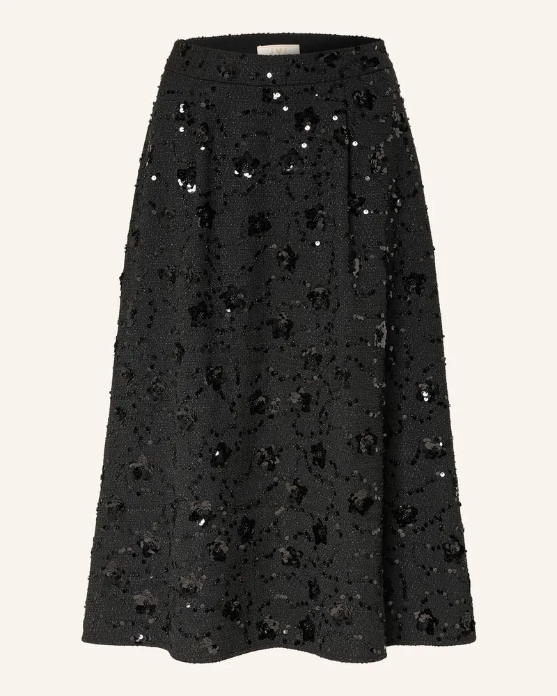 IVI Collection Tweed-Rock mit Pailletten Schwarz